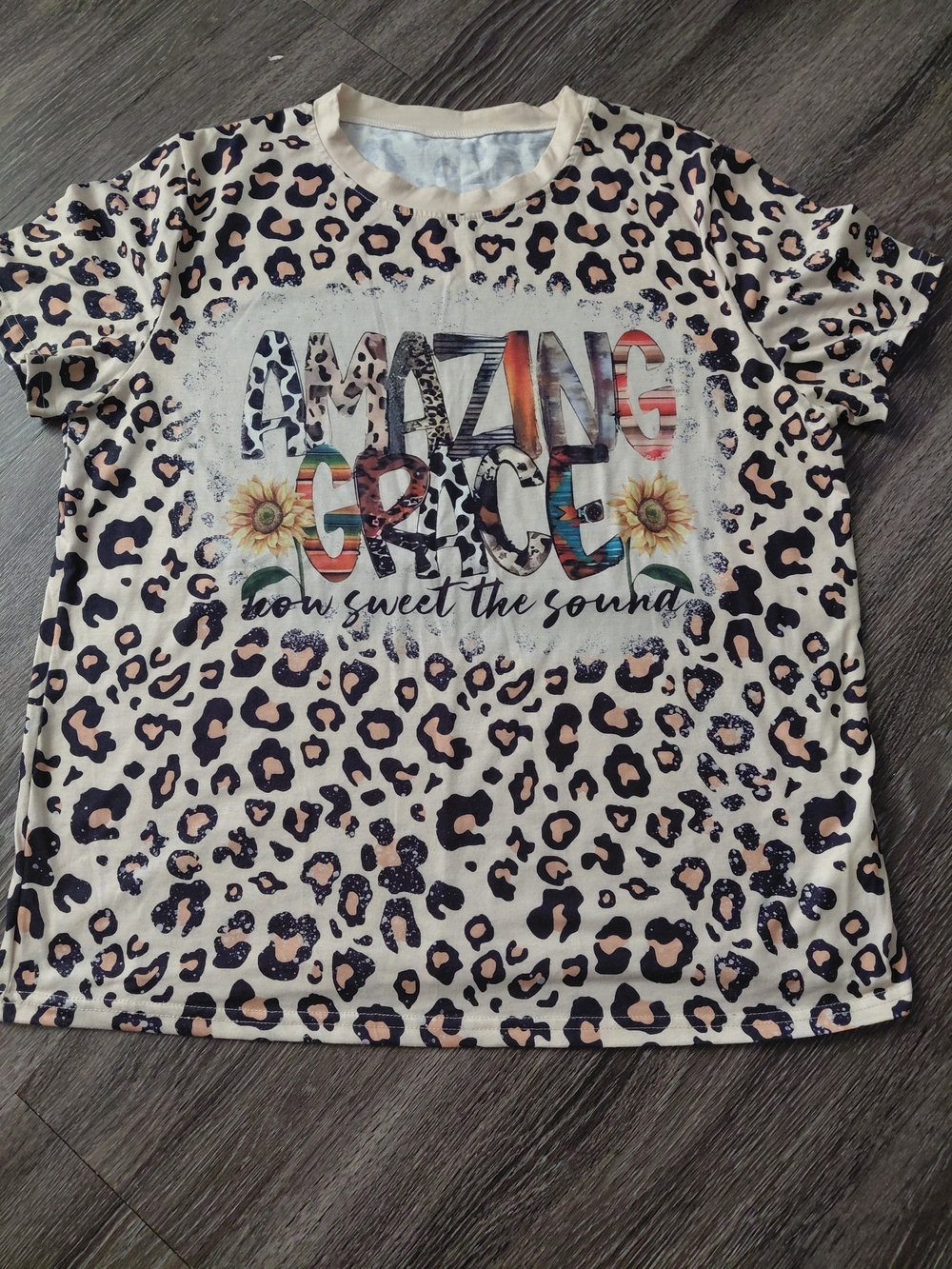 Amazing Grace Leopard Print Shirt- Cream & Black